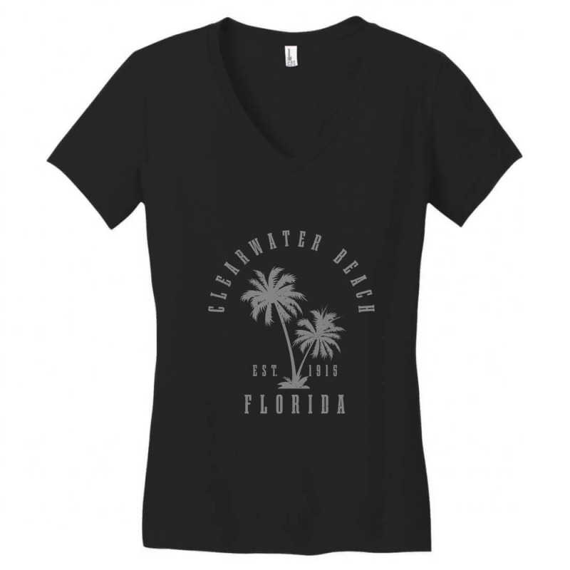 Clearwater Beach Est. 1915 Fl Florida Vintage Pullover Hoodie Women's V-Neck T-Shirt by CarolinePascua | Artistshot