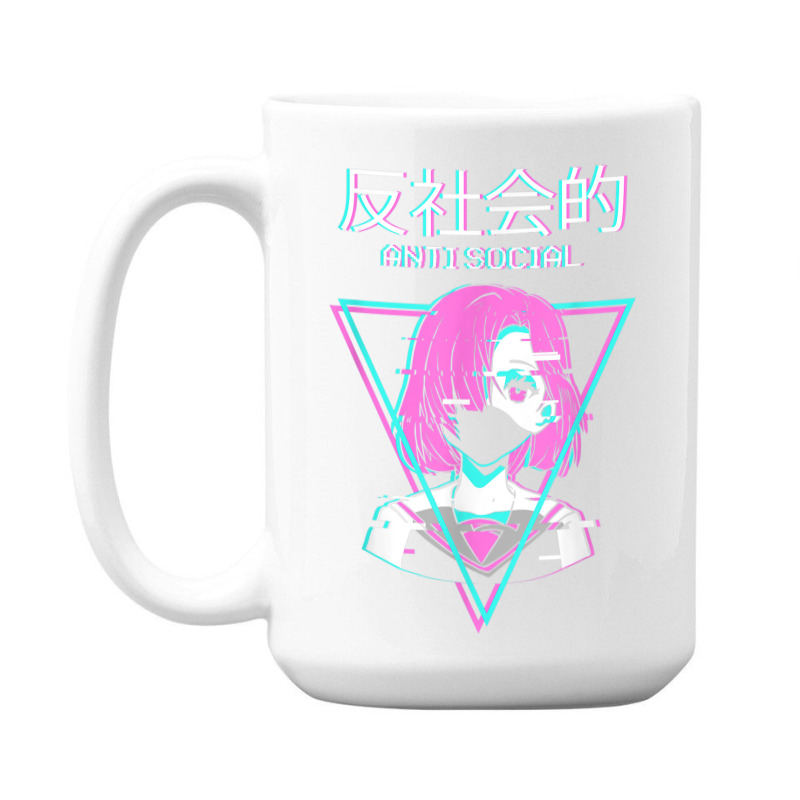 Antisocial Vaporwave Anime Girl Japanese Indie Alt Aesthetic 15 Oz Coffee Mug | Artistshot