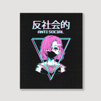 Antisocial Vaporwave Anime Girl Japanese Indie Alt Aesthetic Portrait Canvas Print | Artistshot