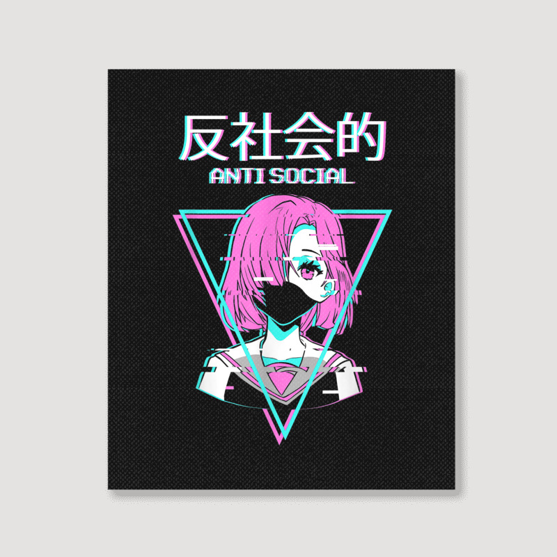 Antisocial Vaporwave Anime Girl Japanese Indie Alt Aesthetic Portrait Canvas Print | Artistshot