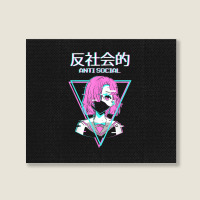 Antisocial Vaporwave Anime Girl Japanese Indie Alt Aesthetic Landscape Canvas Print | Artistshot