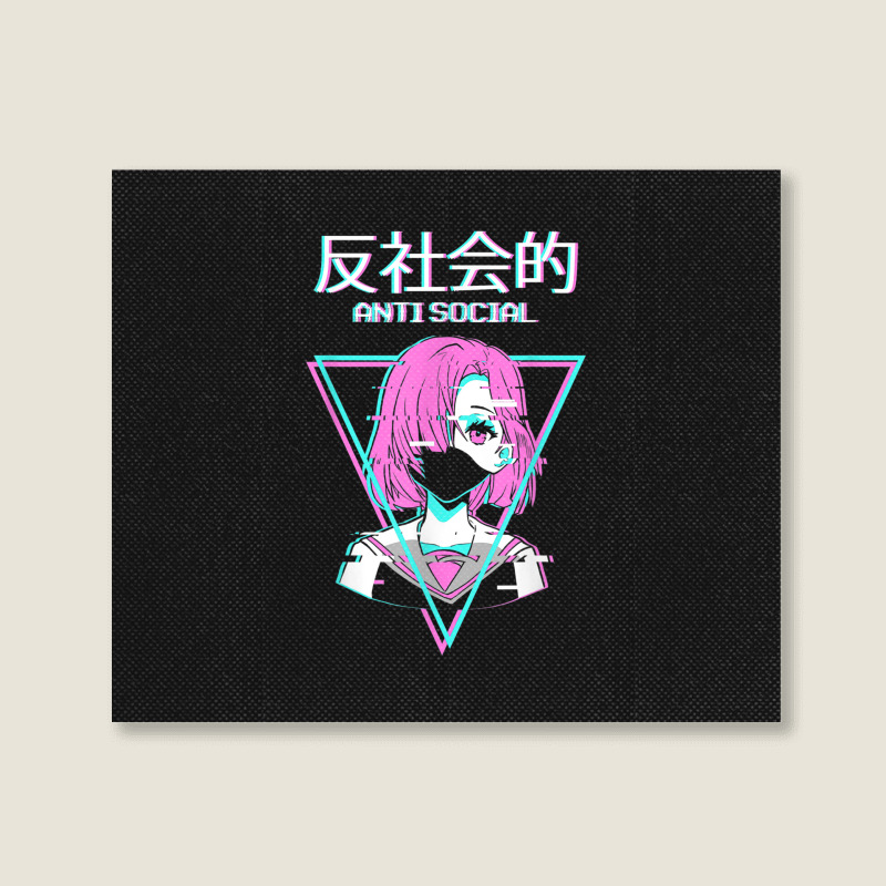 Antisocial Vaporwave Anime Girl Japanese Indie Alt Aesthetic Landscape Canvas Print | Artistshot