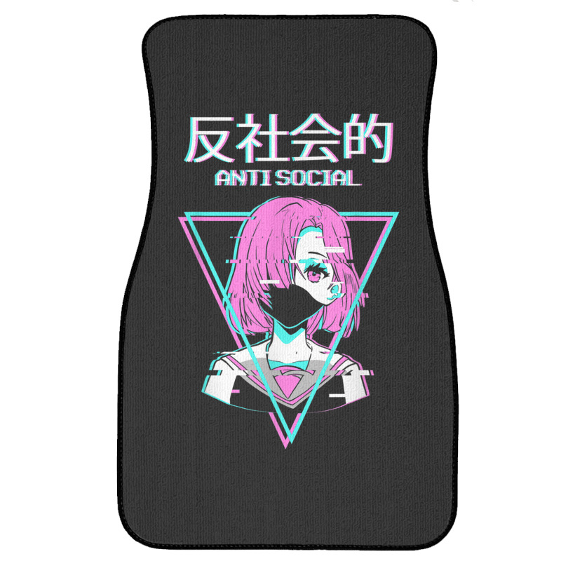 Antisocial Vaporwave Anime Girl Japanese Indie Alt Aesthetic Front Car Mat | Artistshot