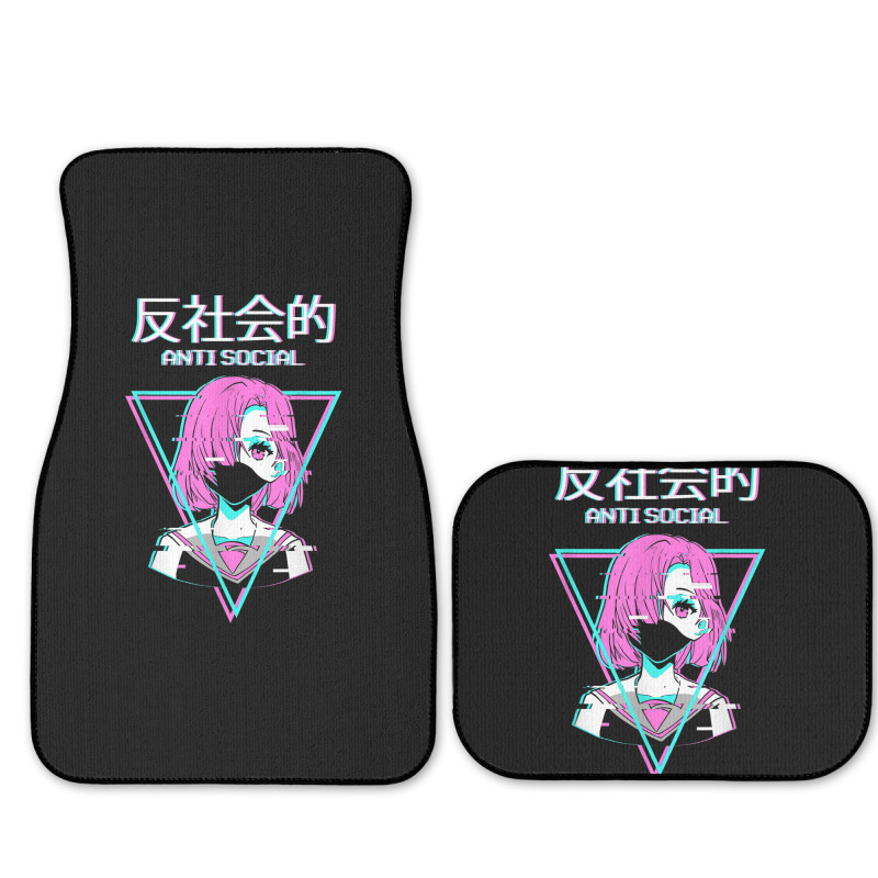 Antisocial Vaporwave Anime Girl Japanese Indie Alt Aesthetic Full Set Car Mats | Artistshot