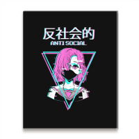 Antisocial Vaporwave Anime Girl Japanese Indie Alt Aesthetic Metal Print Vertical | Artistshot