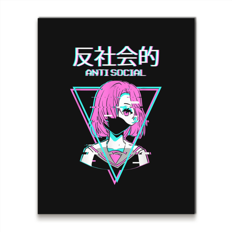 Antisocial Vaporwave Anime Girl Japanese Indie Alt Aesthetic Metal Print Vertical | Artistshot