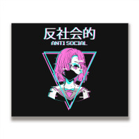 Antisocial Vaporwave Anime Girl Japanese Indie Alt Aesthetic Metal Print Horizontal | Artistshot