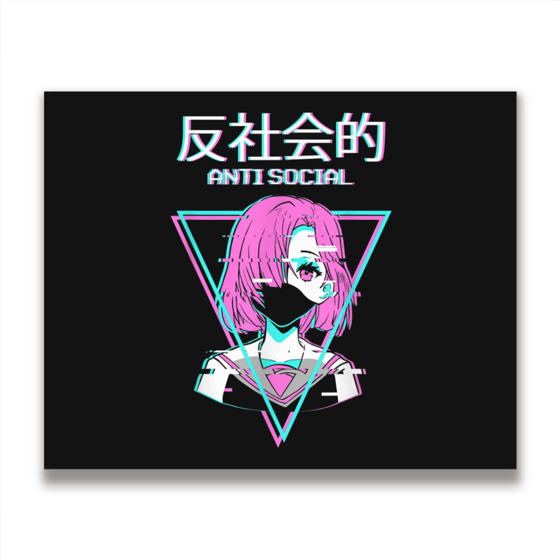 Antisocial Vaporwave Anime Girl Japanese Indie Alt Aesthetic Metal Print Horizontal | Artistshot