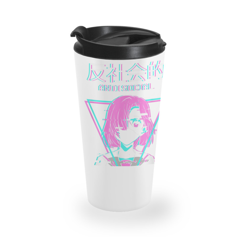 Antisocial Vaporwave Anime Girl Japanese Indie Alt Aesthetic Travel Mug | Artistshot