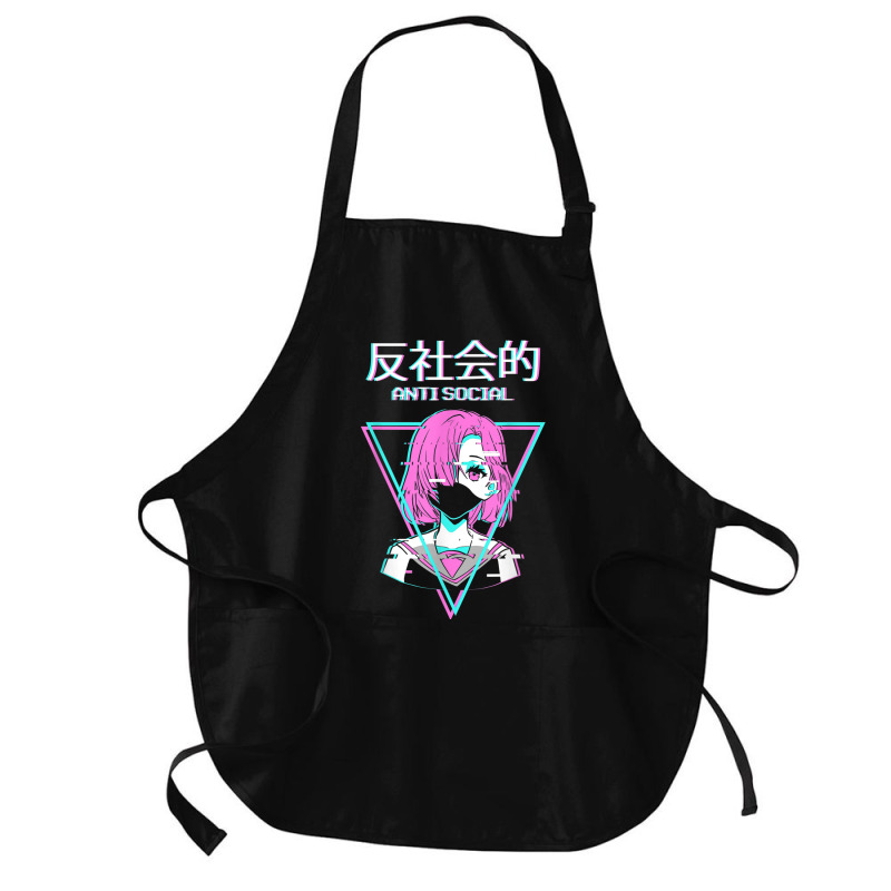 Antisocial Vaporwave Anime Girl Japanese Indie Alt Aesthetic Medium-length Apron | Artistshot