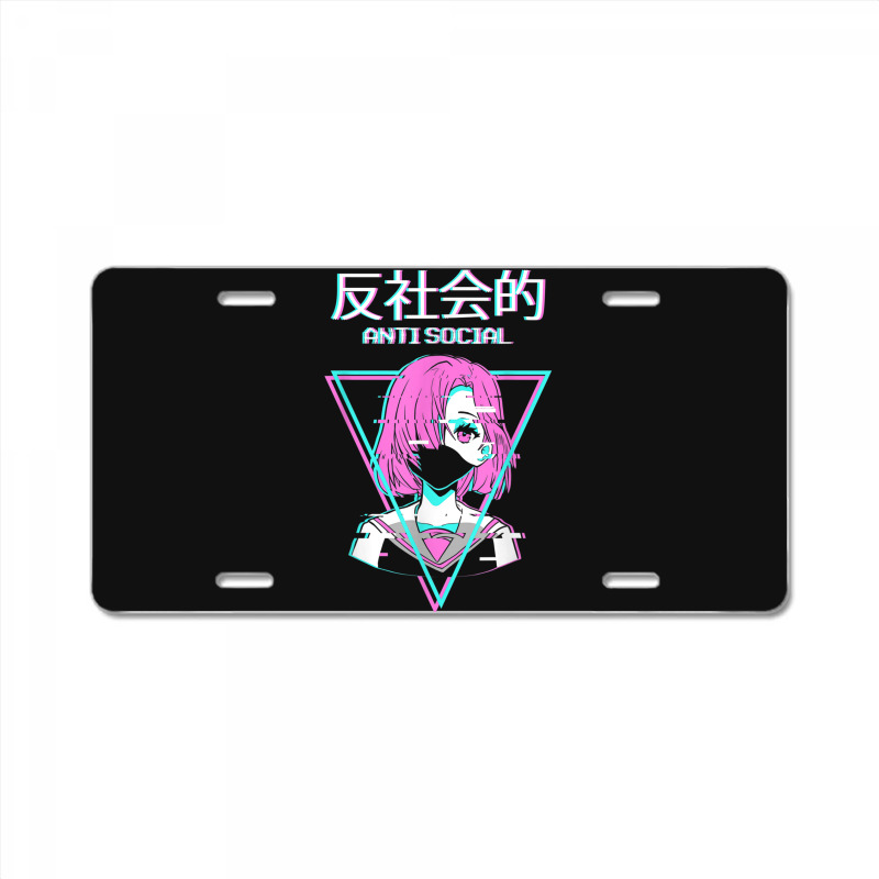 Antisocial Vaporwave Anime Girl Japanese Indie Alt Aesthetic License Plate | Artistshot