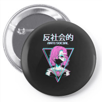 Antisocial Vaporwave Anime Girl Japanese Indie Alt Aesthetic Pin-back Button | Artistshot