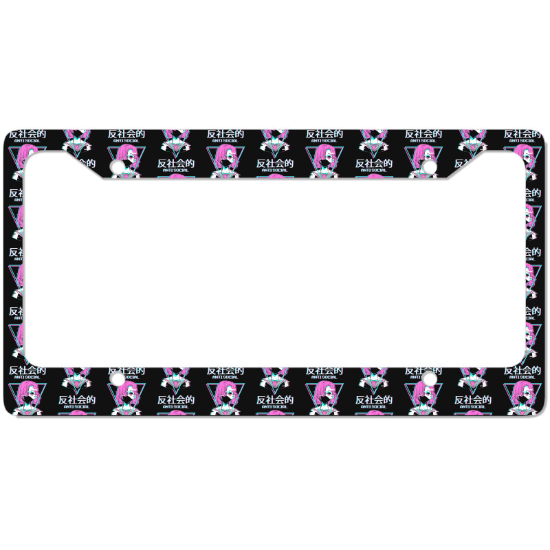 Antisocial Vaporwave Anime Girl Japanese Indie Alt Aesthetic License Plate Frame | Artistshot