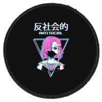 Antisocial Vaporwave Anime Girl Japanese Indie Alt Aesthetic Round Patch | Artistshot