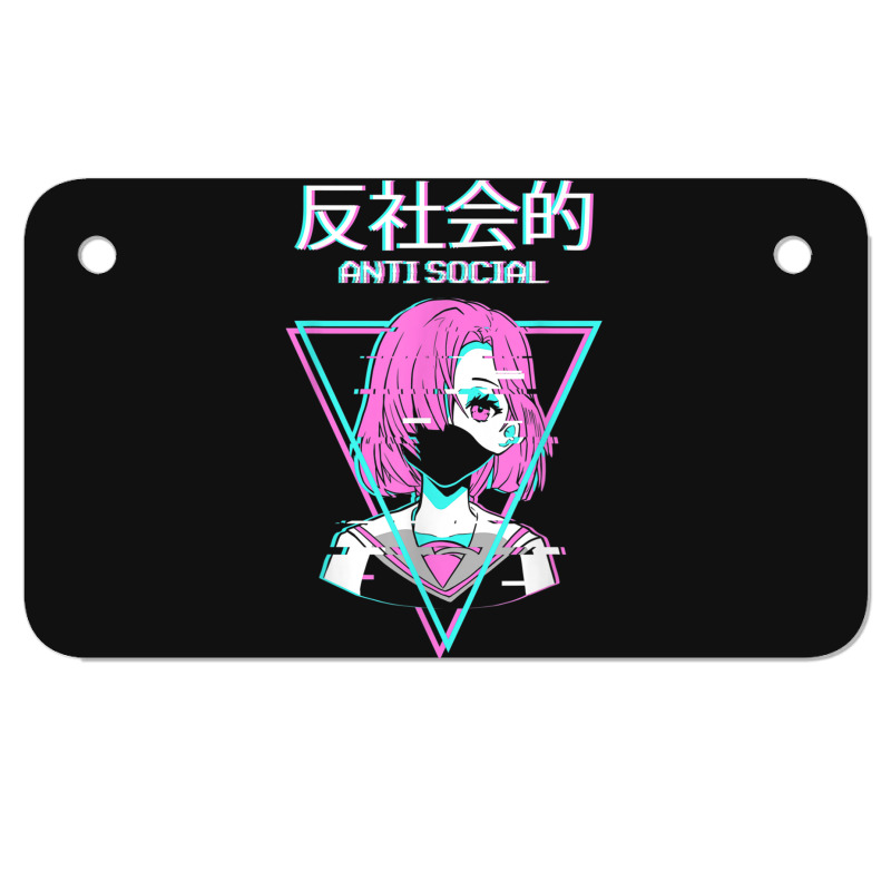 Antisocial Vaporwave Anime Girl Japanese Indie Alt Aesthetic Motorcycle License Plate | Artistshot