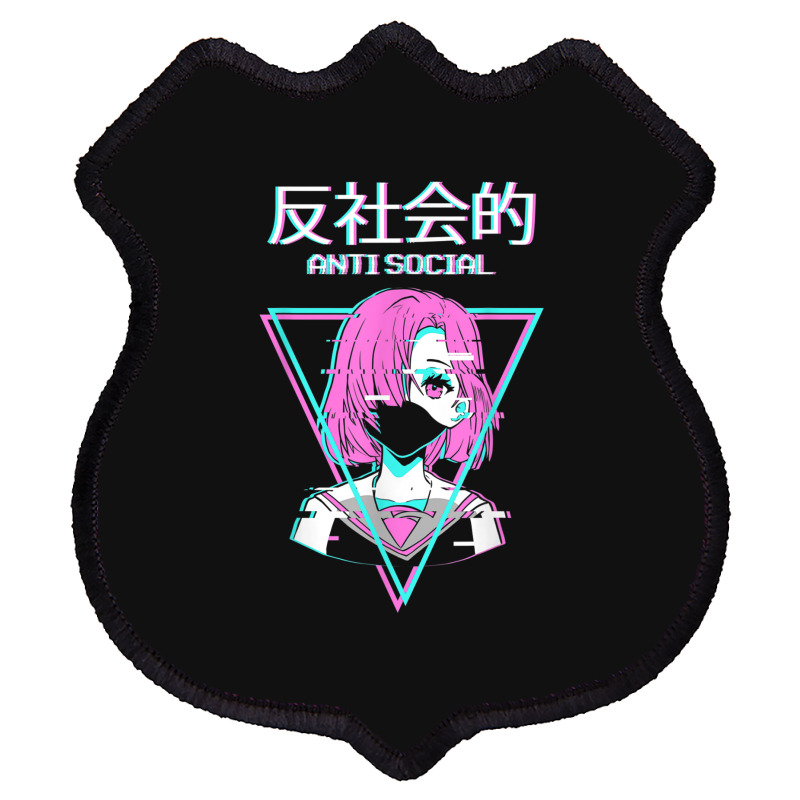 Antisocial Vaporwave Anime Girl Japanese Indie Alt Aesthetic Shield Patch | Artistshot