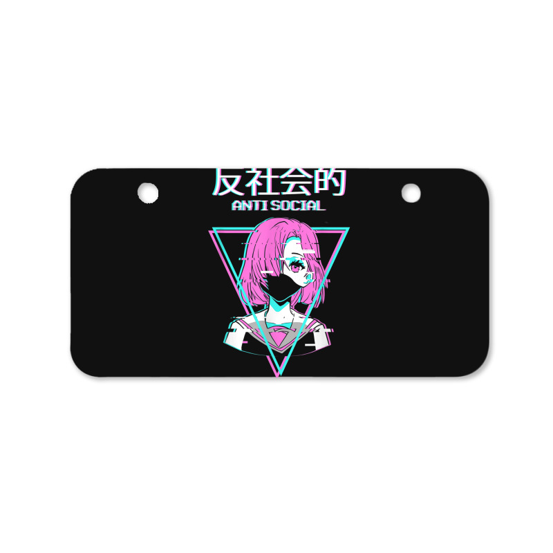 Antisocial Vaporwave Anime Girl Japanese Indie Alt Aesthetic Bicycle License Plate | Artistshot