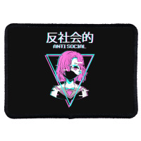 Antisocial Vaporwave Anime Girl Japanese Indie Alt Aesthetic Rectangle Patch | Artistshot