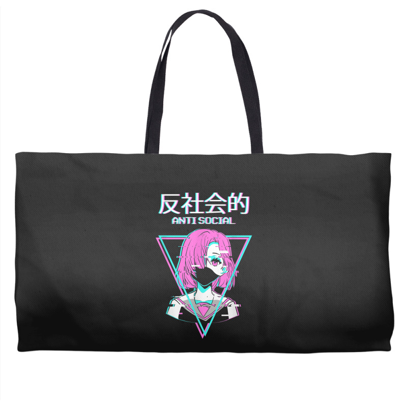 Antisocial Vaporwave Anime Girl Japanese Indie Alt Aesthetic Weekender Totes | Artistshot