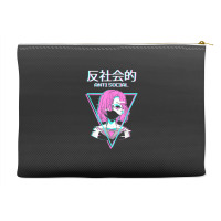 Antisocial Vaporwave Anime Girl Japanese Indie Alt Aesthetic Accessory Pouches | Artistshot