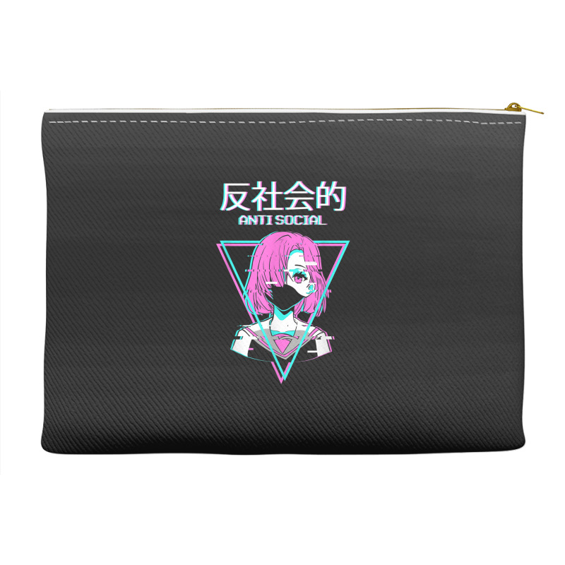 Antisocial Vaporwave Anime Girl Japanese Indie Alt Aesthetic Accessory Pouches | Artistshot