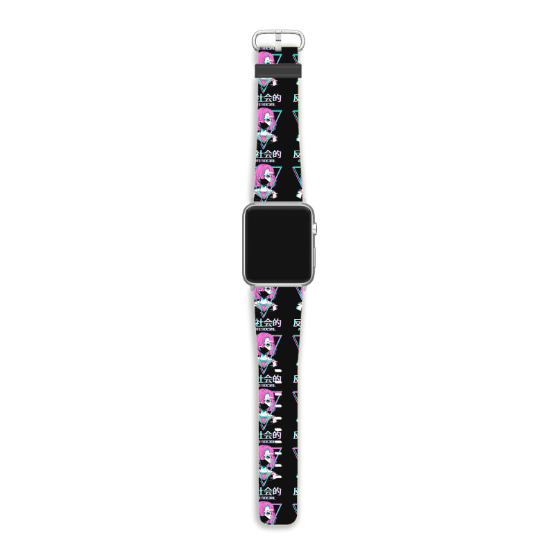 Antisocial Vaporwave Anime Girl Japanese Indie Alt Aesthetic Apple Watch Band | Artistshot