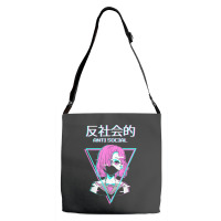 Antisocial Vaporwave Anime Girl Japanese Indie Alt Aesthetic Adjustable Strap Totes | Artistshot