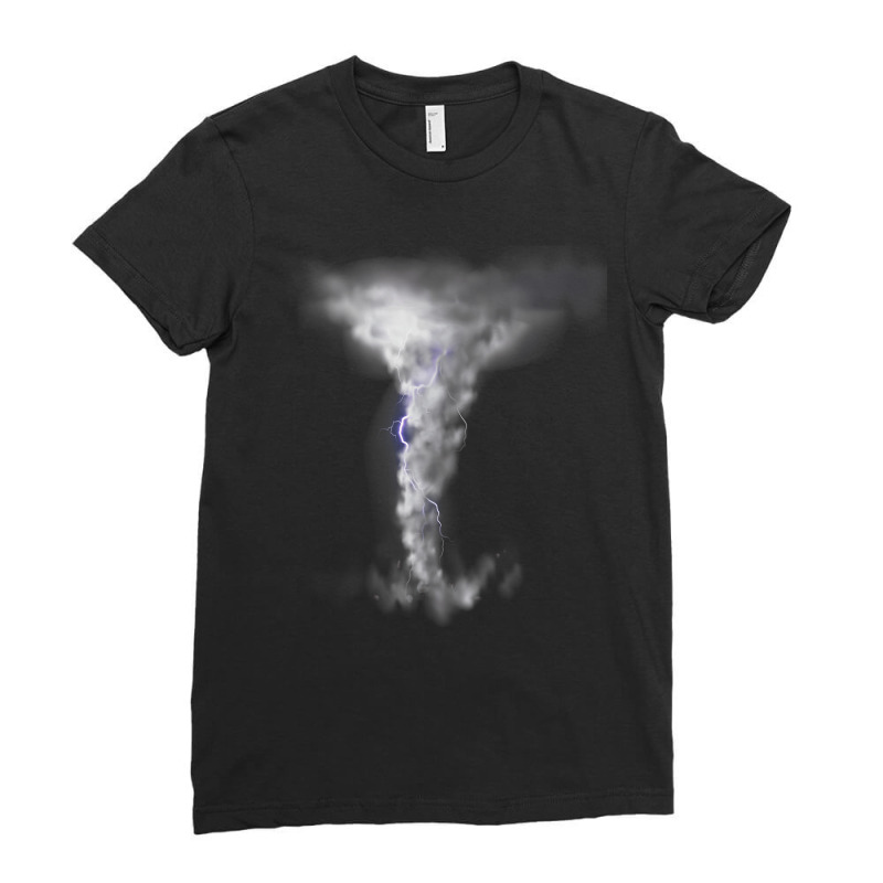 Tornado Hurricane Lightning Bolt Storm Cloud Strikes Sky Ladies Fitted T-Shirt by DevynGiorgio | Artistshot