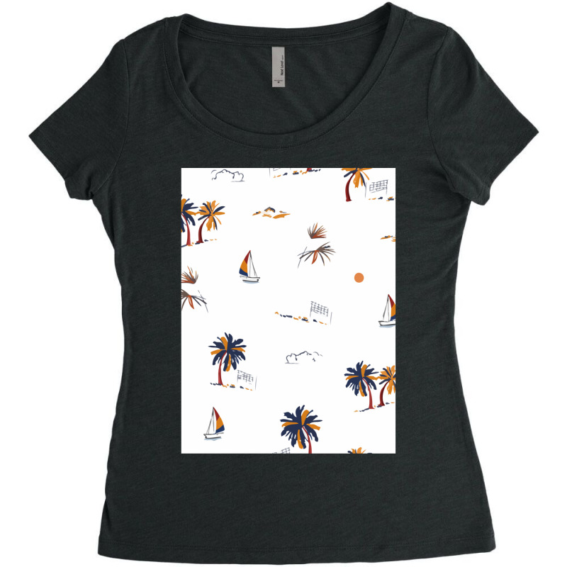 Beautiful Hand Drawn Summer Island Vacation Mood Paradise Seamless Pat Women's Triblend Scoop T-shirt by cm-arts | Artistshot