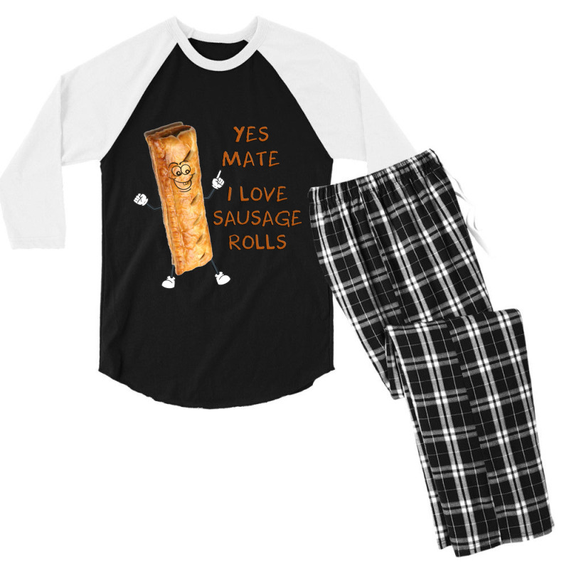 I Love Sausage Rolls Men's 3/4 Sleeve Pajama Set by cm-arts | Artistshot