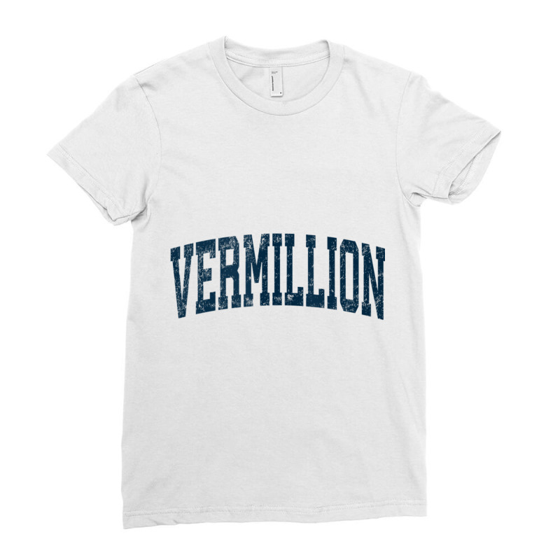 Vermillion South Dakota Sd Vintage Athletic Sports Navy Desi Tank Top Ladies Fitted T-Shirt by cm-arts | Artistshot