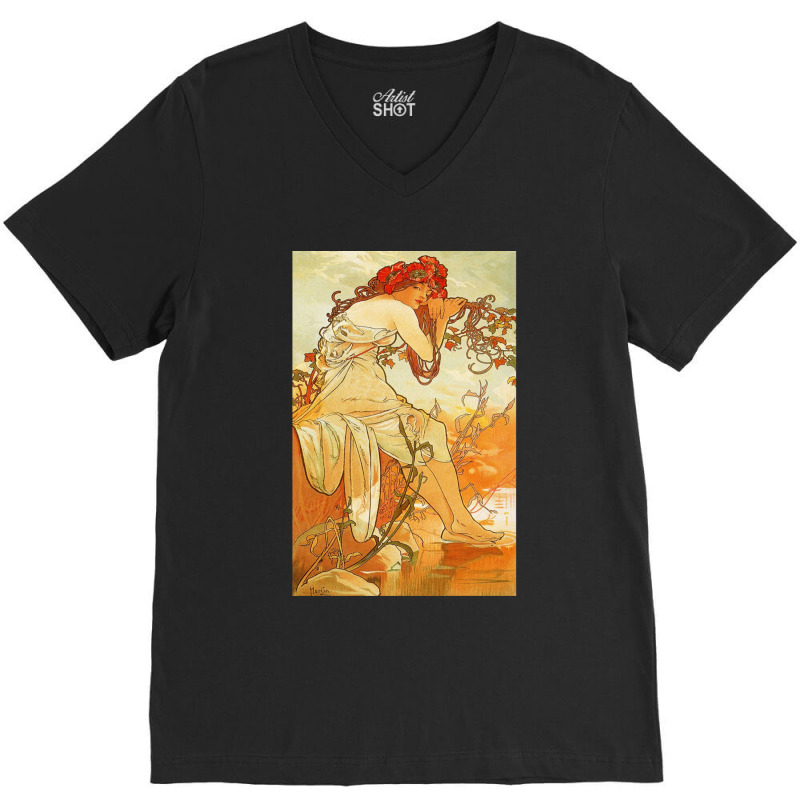 Alphonse Mucha Art V-Neck Tee by NestorMarchetti | Artistshot