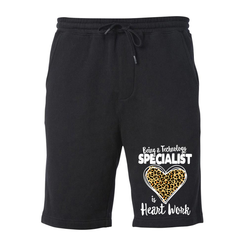 Being A Technology Specialist Is Heart Work, Teacher Leopard T Shirt Fleece Short by cm-arts | Artistshot