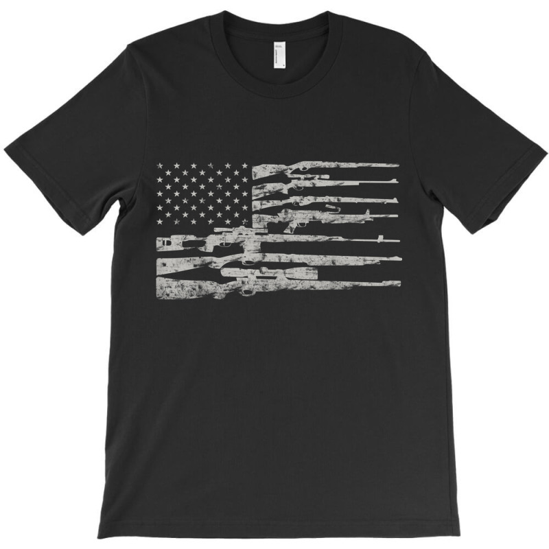 Big American Flag With Machine Guns  2a Flag Shirt T-shirt | Artistshot