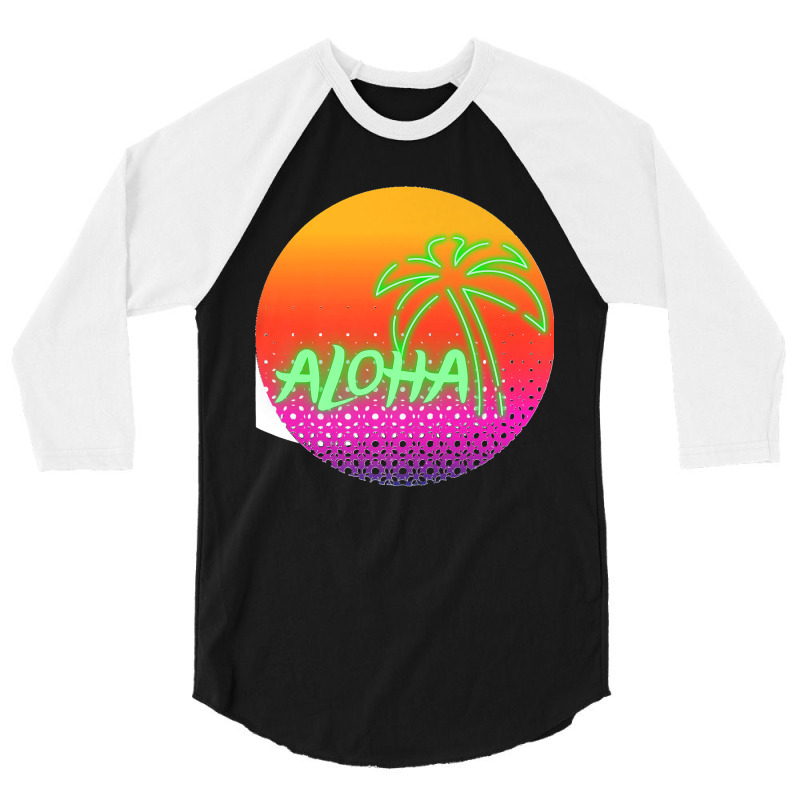 Aloha Hawaii Hawaiian Island Palm Beach Surfboard Sunset Premium 3/4 Sleeve Shirt by cm-arts | Artistshot