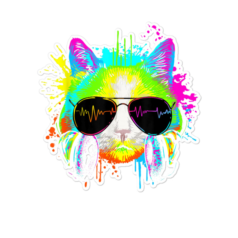 Funny and Cool DJ Cat' Sticker