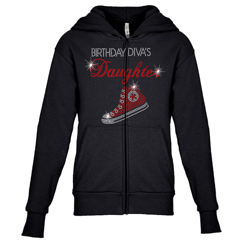 Birthday Diva's Daughter Sneaker Bling Rhinestone T Shirt Youth Zipper Hoodie by cm-arts | Artistshot