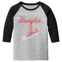 Birthday Diva's Daughter Sneaker Bling Rhinestone T Shirt Youth 3/4 Sleeve | Artistshot