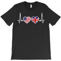 Great Britain Usa Heartbeat British American Flag T Shirt T-shirt | Artistshot