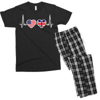 Great Britain Usa Heartbeat British American Flag T Shirt Men's T-shirt Pajama Set | Artistshot