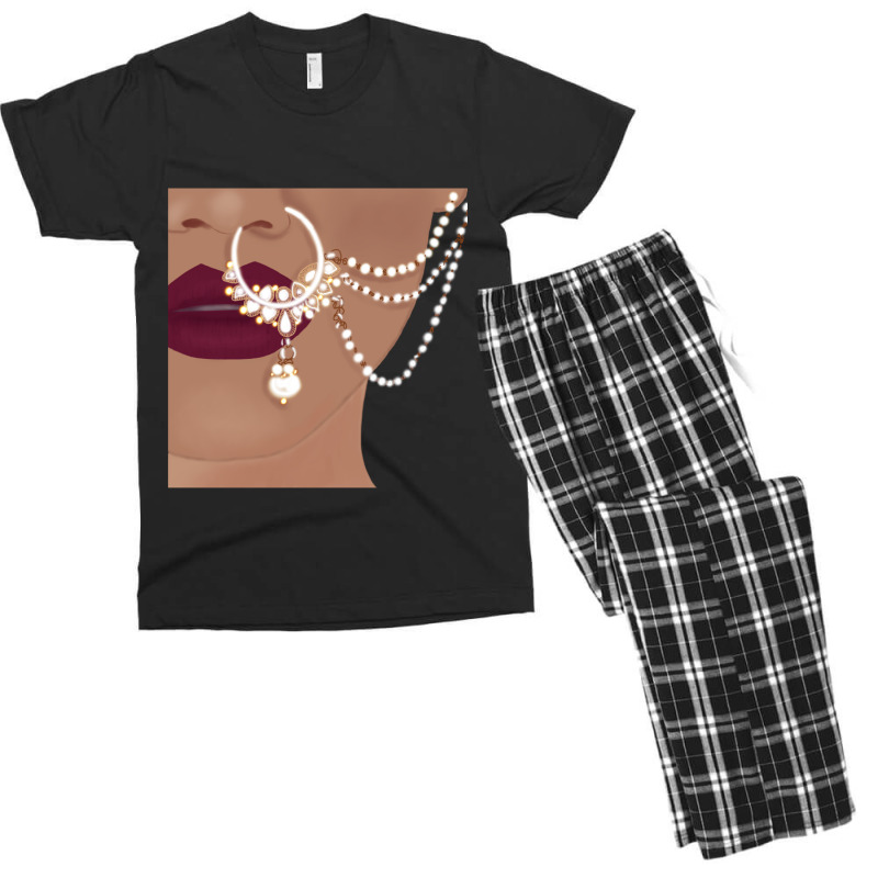 Desi Indian Pakistani  With Red Lips And Nose Ring With Chain Men's T-shirt Pajama Set by cm-arts | Artistshot