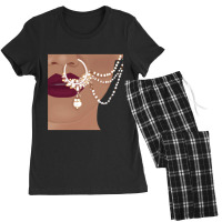 Desi Indian Pakistani  With Red Lips And Nose Ring With Chain Women's Pajamas Set | Artistshot