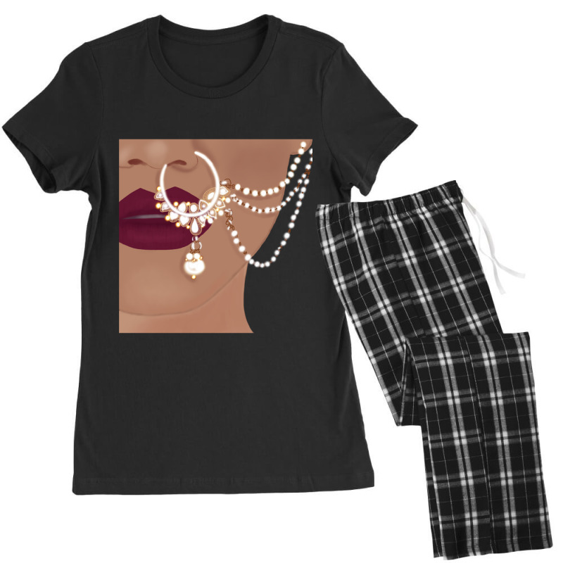 Desi Indian Pakistani  With Red Lips And Nose Ring With Chain Women's Pajamas Set by cm-arts | Artistshot