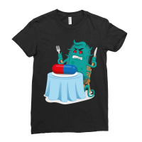 Cartoon Representation Of A Super Bacterium A Microorganism, Sitting A Ladies Fitted T-shirt | Artistshot