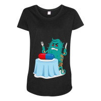 Cartoon Representation Of A Super Bacterium A Microorganism, Sitting A Maternity Scoop Neck T-shirt | Artistshot