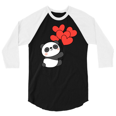 Panda Cute Love Balloon Animal 3/4 Sleeve Shirt Designed By Gani-75
