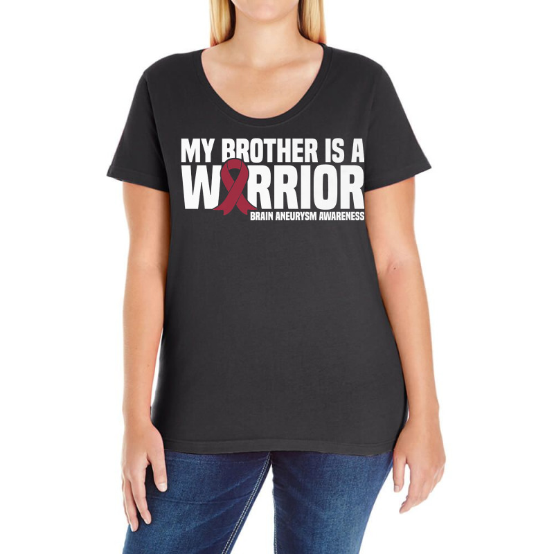 My Brother Is A Warrior Brain Aneurysm Awareness Premium T Shirt Ladies Curvy T-Shirt by cm-arts | Artistshot