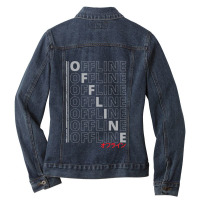 Offline Japanese Katakana Vaporwave Aesthetic Ladies Denim Jacket | Artistshot