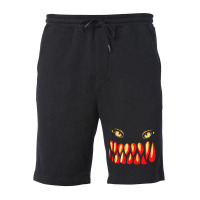 Halloween Monster Sharp Teeth Motif Fleece Short | Artistshot