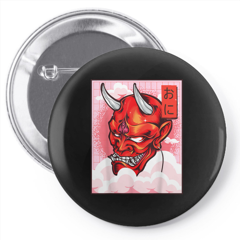 Oni Mask Demon Mask Yokai Kawaii Japanese Aesthetic Harajuku T Shirt Pin-back button by cm-arts | Artistshot